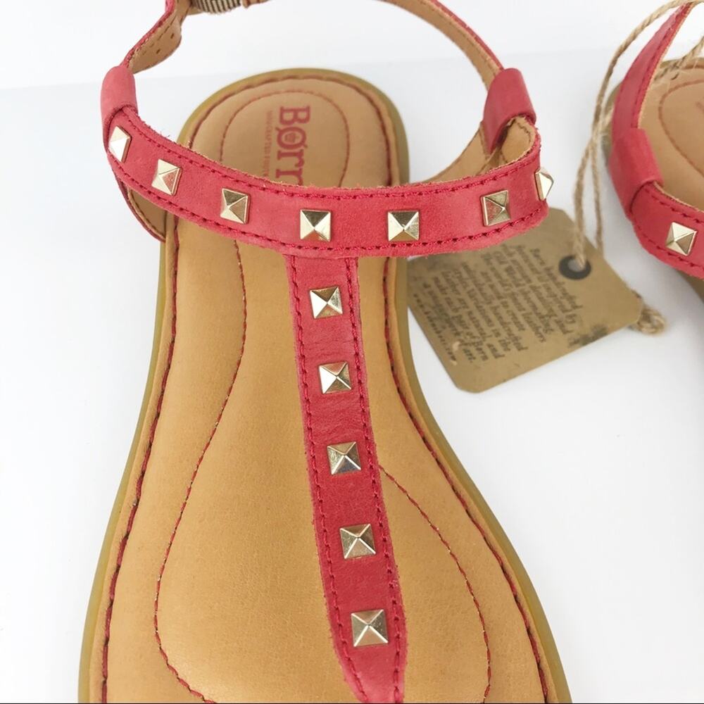 BORN Adana Studded Leather Sandals Red 7 - Picture 3 of 5
